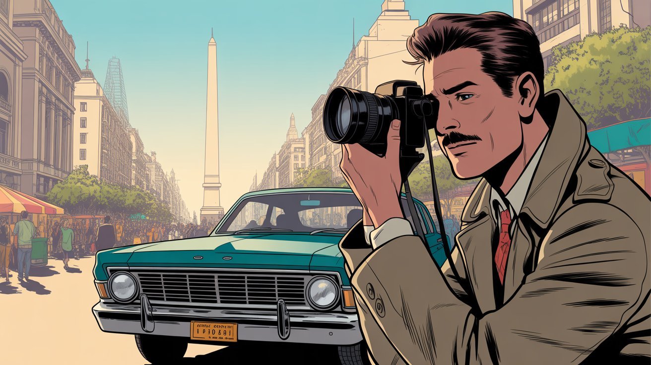 Comic-Detektiv mit Kamera in Argentinien; Detektiv Argentinien, Detektei Argentinien, Privatdetektiv Argentinien, Privatdetektei Argentinien