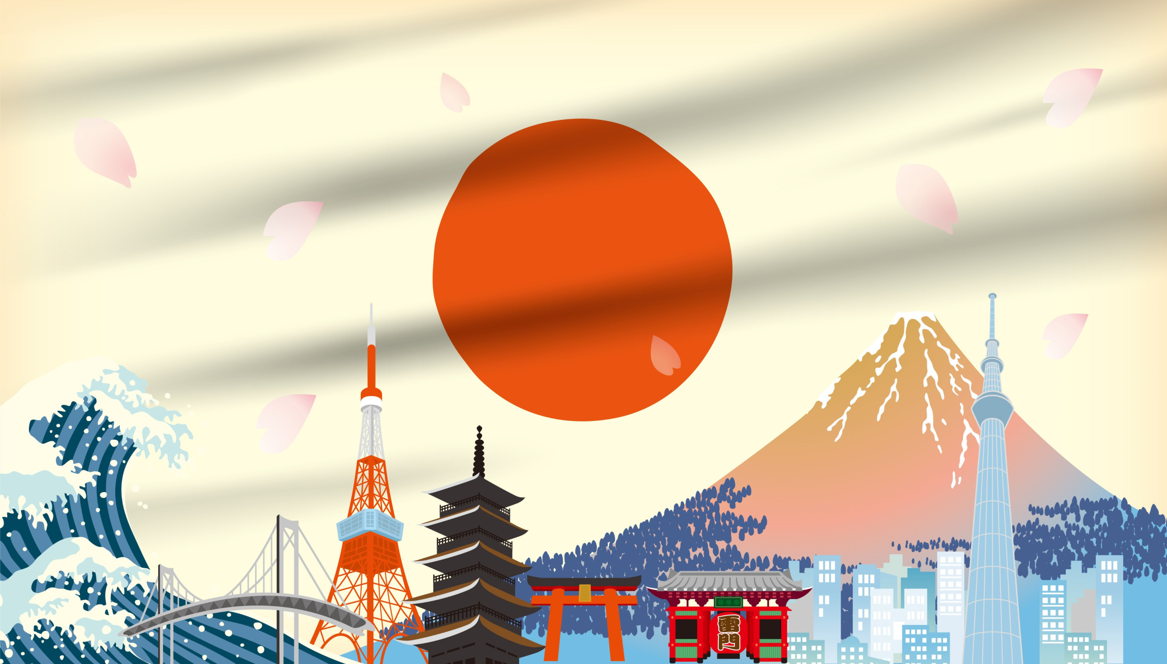 Zeichnung von Japans Sehenswürdigkeiten; Detektiv Japan, Detektei Japan, Privatdetektiv Japan, Privatdetektei Japan