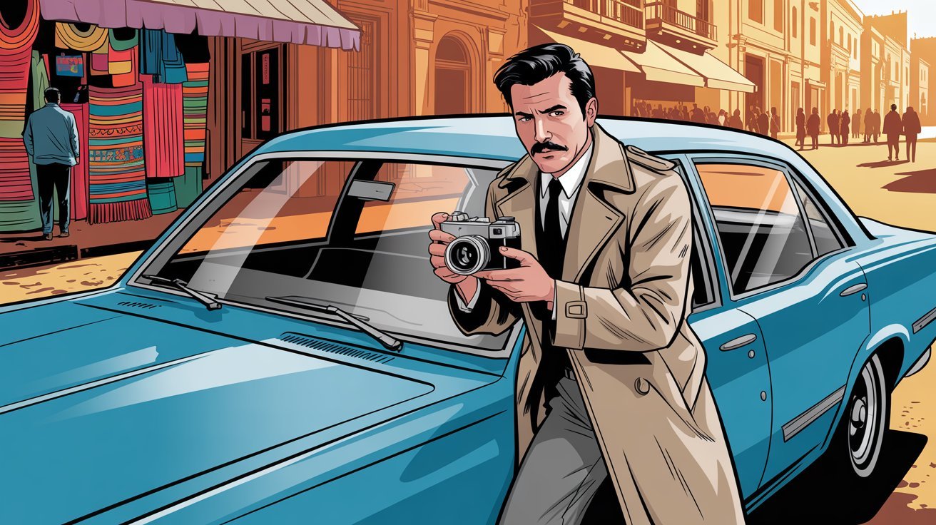 Comic-Detektiv mit Kamerain Peru; Detektiv Peru, Detektei Peru, Privatdetektiv Peru, Privatdetektei Peru