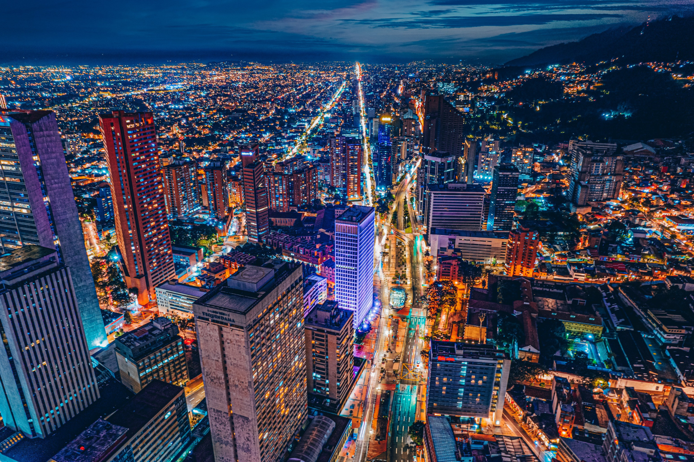 Bogotá, Colombia, at Night; detective agency Colombia, private investigator Colombia, commercial investigations Colombia, detective team Colombia